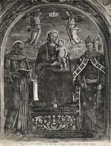 Alinari, Fratelli — Perugia - Chiesa della Luce. La Vergine col Bambino e Santi. (Tiberio d'Assisi) — insieme